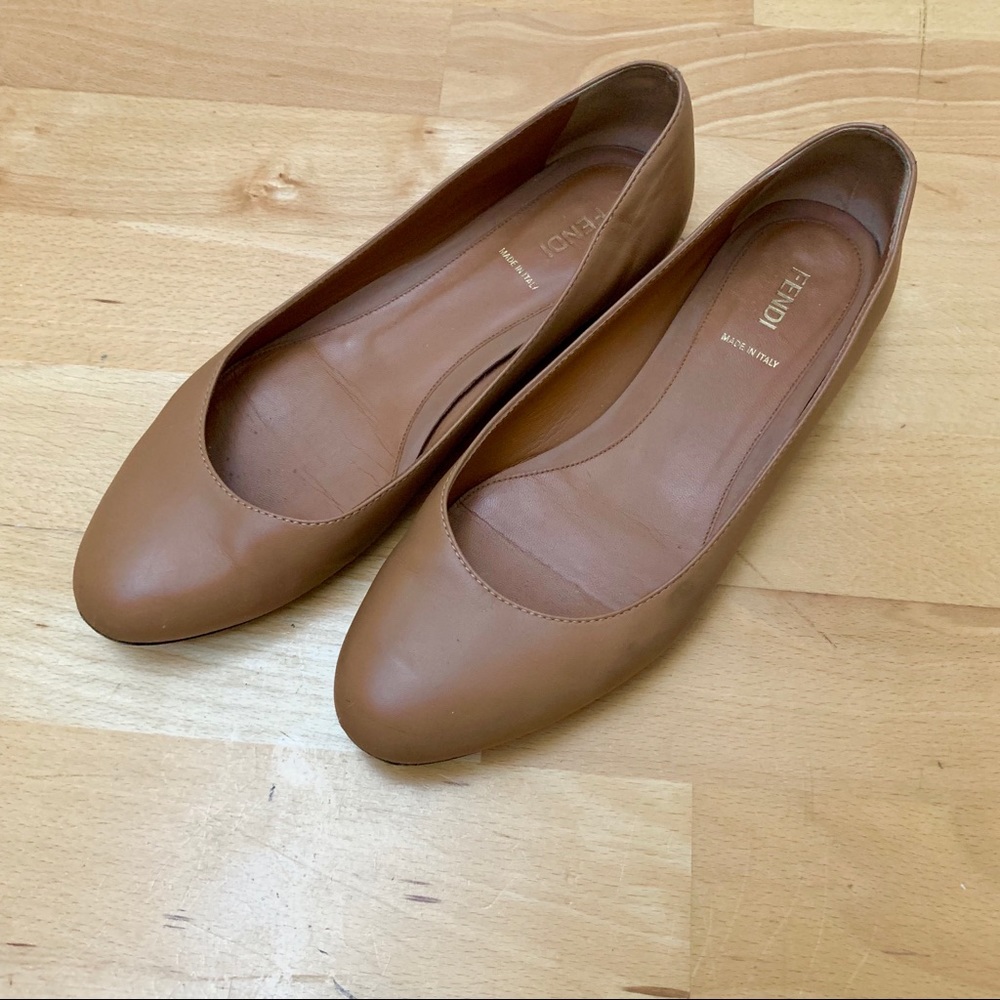 Fendi Leather Crayons Flats Brown Size 39